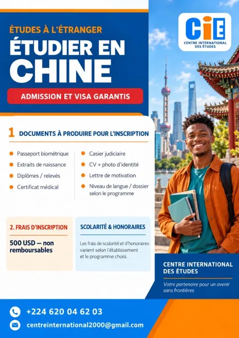 Affiche : étudier en Chine avec le Centre International des Études