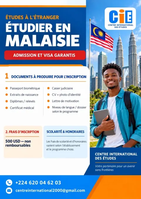Affiche : étudier en Malaisie avec le Centre International des Études